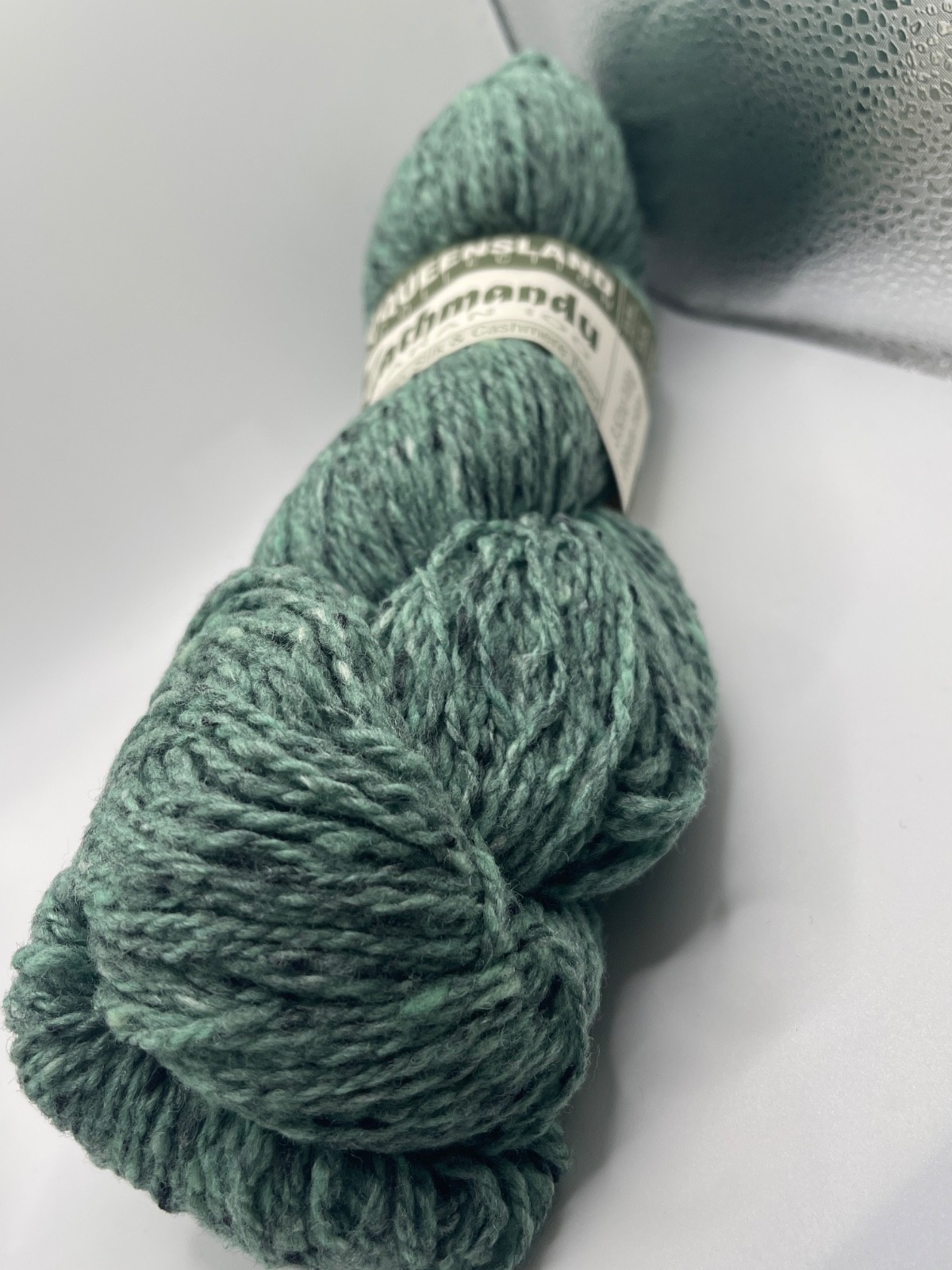Queensland Kathmandu Aran 100 Merino Silk Cashmere Tweed Yarn #46 Viridian 208yd