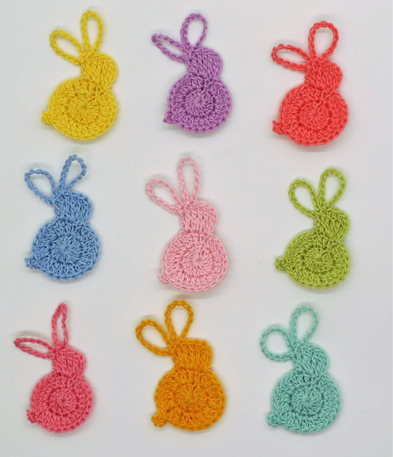 Crochet Easter Bunny Carrot Egg Embellishment Applique 9-12 pcs Cardmaking Craft