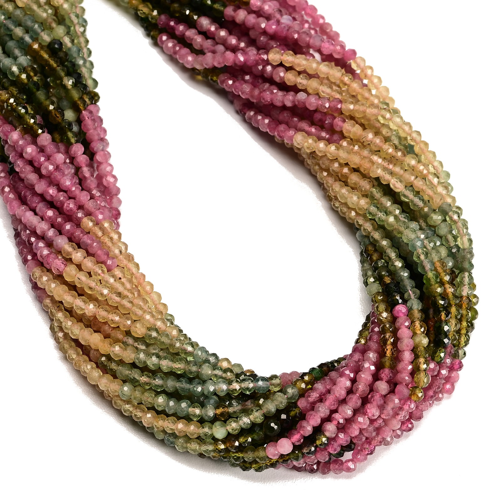 Gradient Natural Multi-color Tourmaline Faceted Rondelle Beads 3x4mm 15.5” Strd