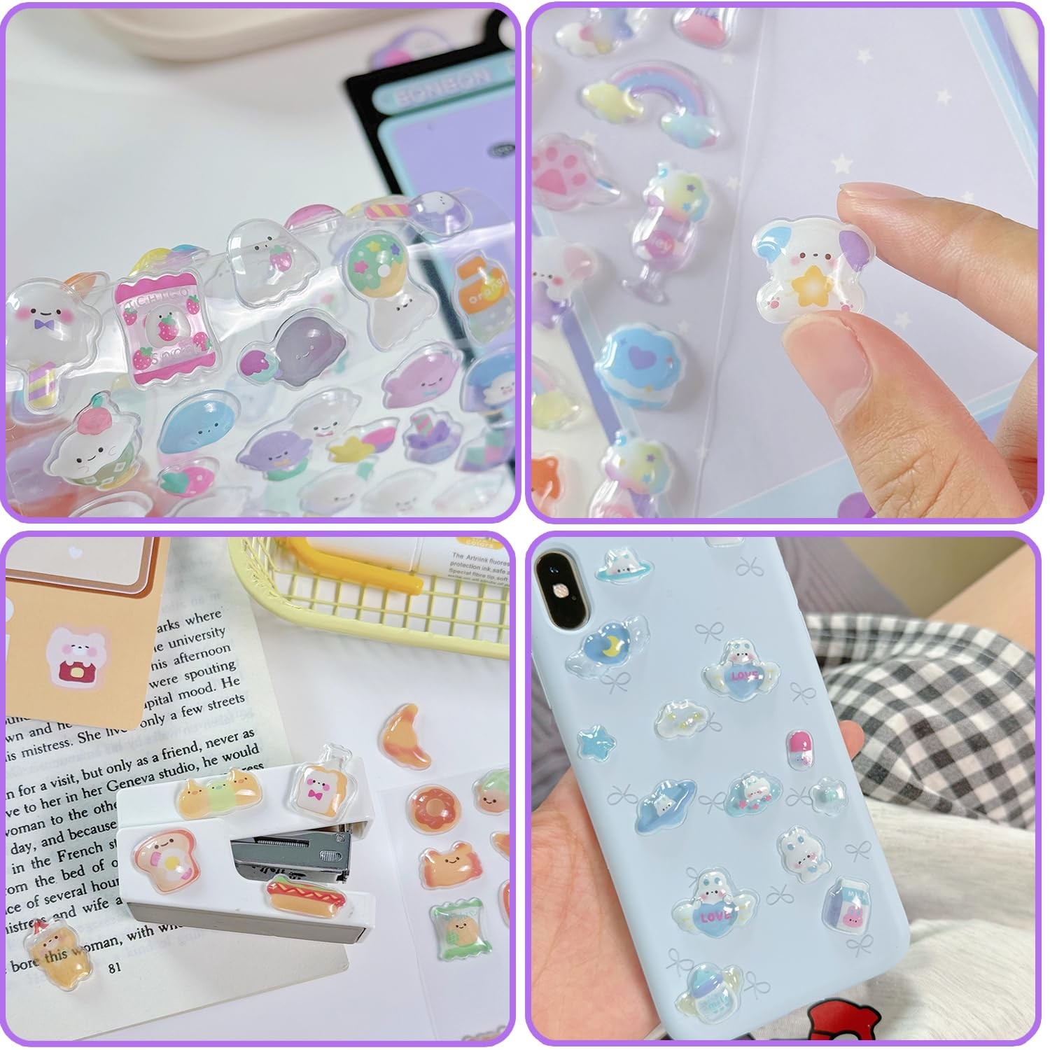 3D Puffy Stickers, 10 Sheets 500+ PCS Mini Kawaii Resin Decorative Stickers f…