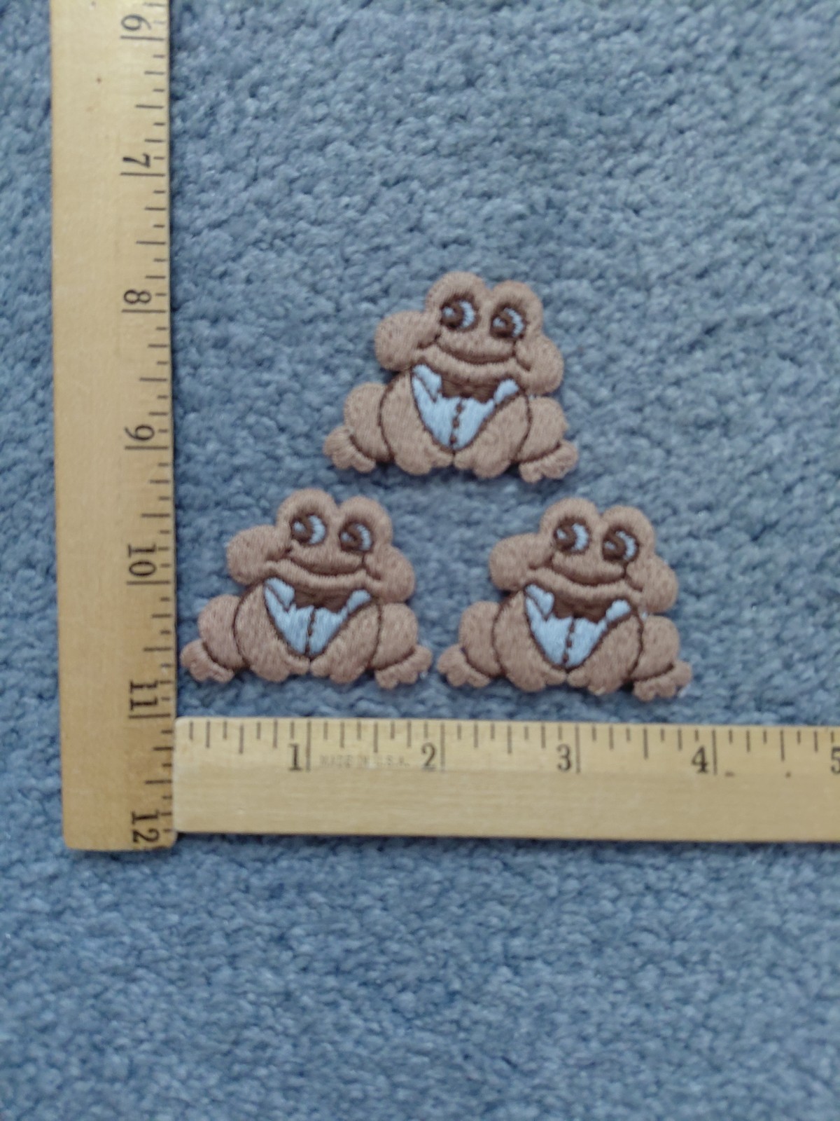 LOT OF 3 LIGHT BROWN FROGS SEW/GLUE ON PATCHES FREE SHIPPING