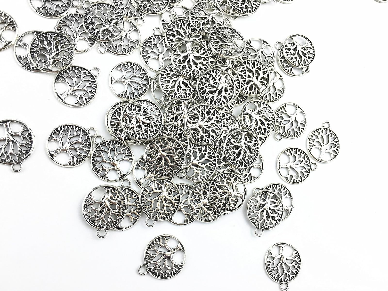 50 Tibetan Tree of Life Charms – Silver Metal DIY Jewelry Making