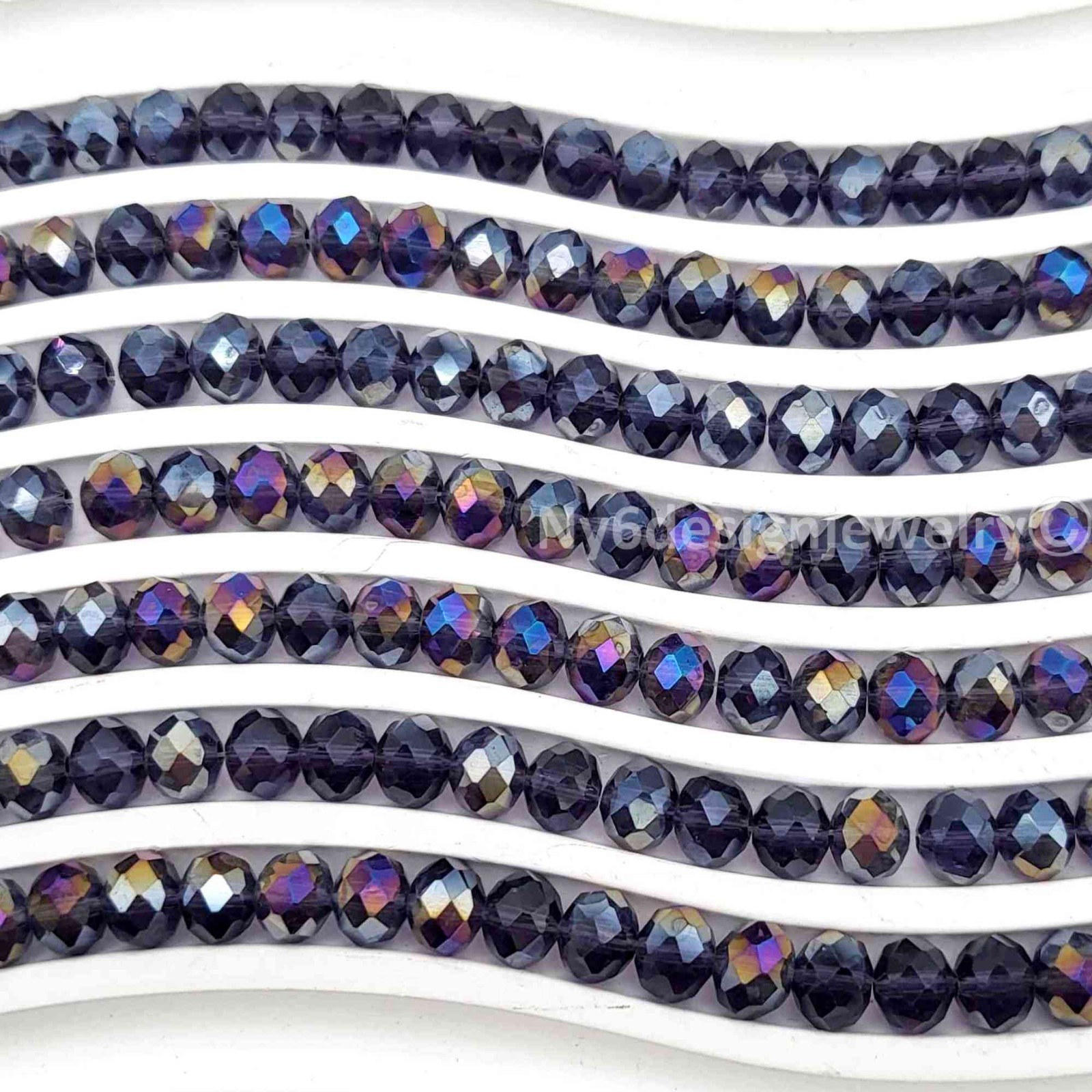 Purple AB Crystal Faceted Rondelles Bead Jewelry Making Supplies 11″ Strand