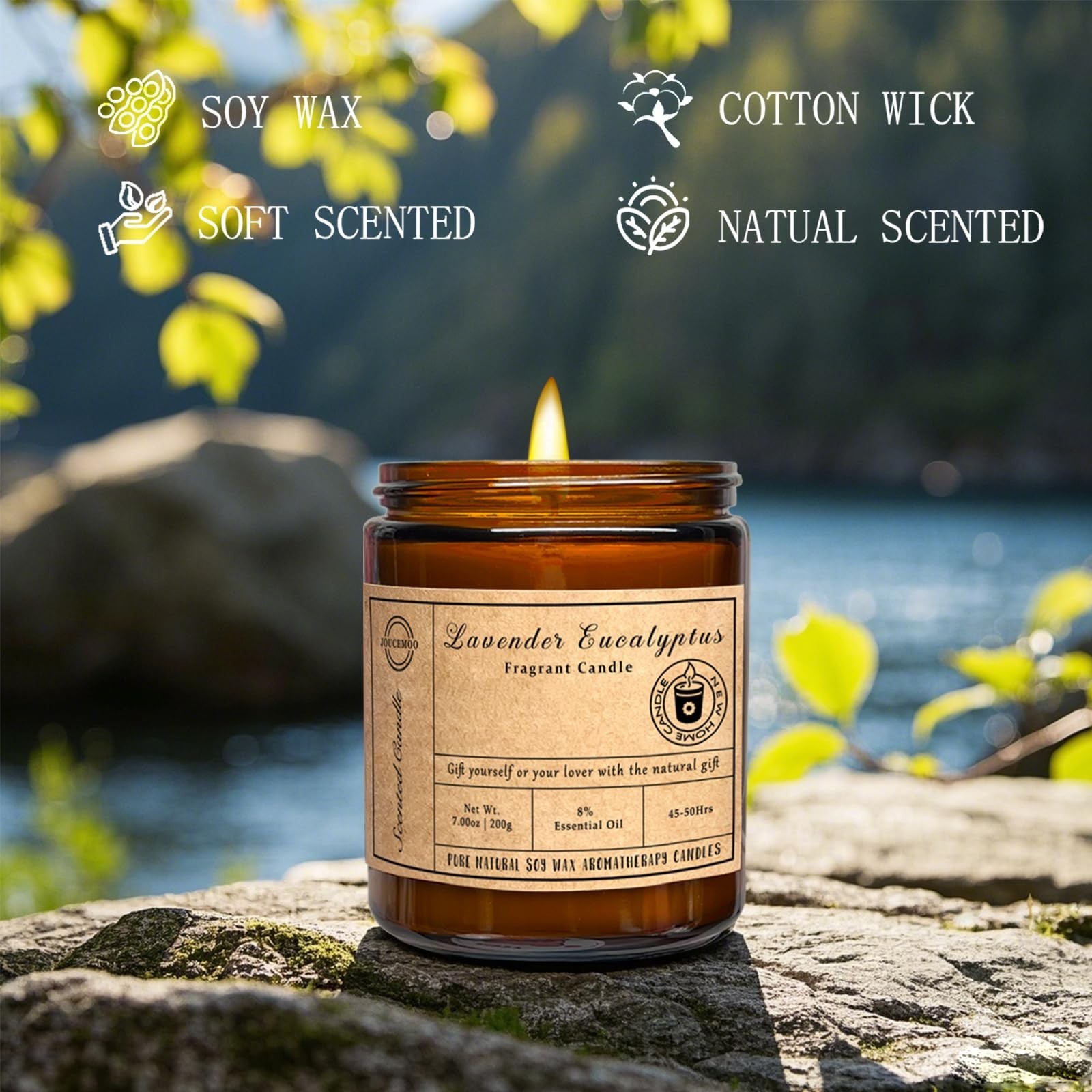 Scented Candles – Lavender Eucalyptus Candles for Home Scented, 7oz Soy Wax A…