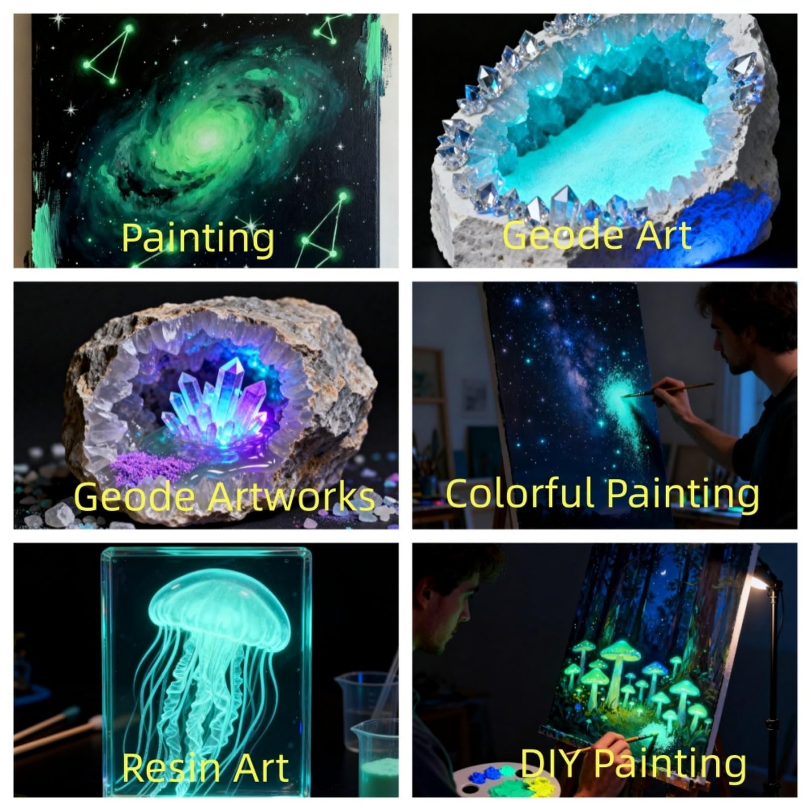 Glow in The Dark Powder Pigment,Luminous Pigment,Neutral and Fluorescent Glow…