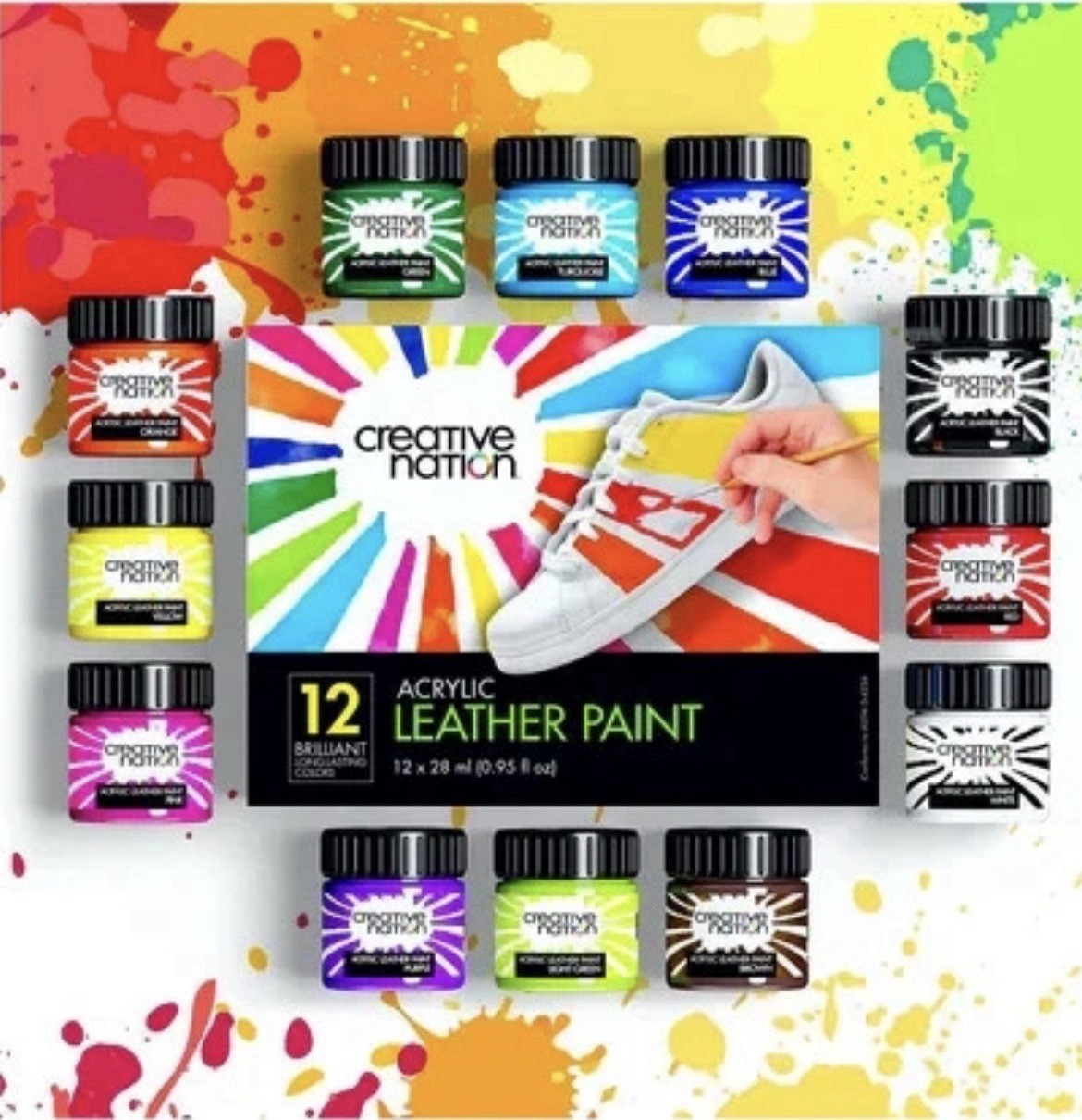 Creative Nation Leather Paint Set Sealed 12 Colors 28ml Sneaker Shoe Custom Kit