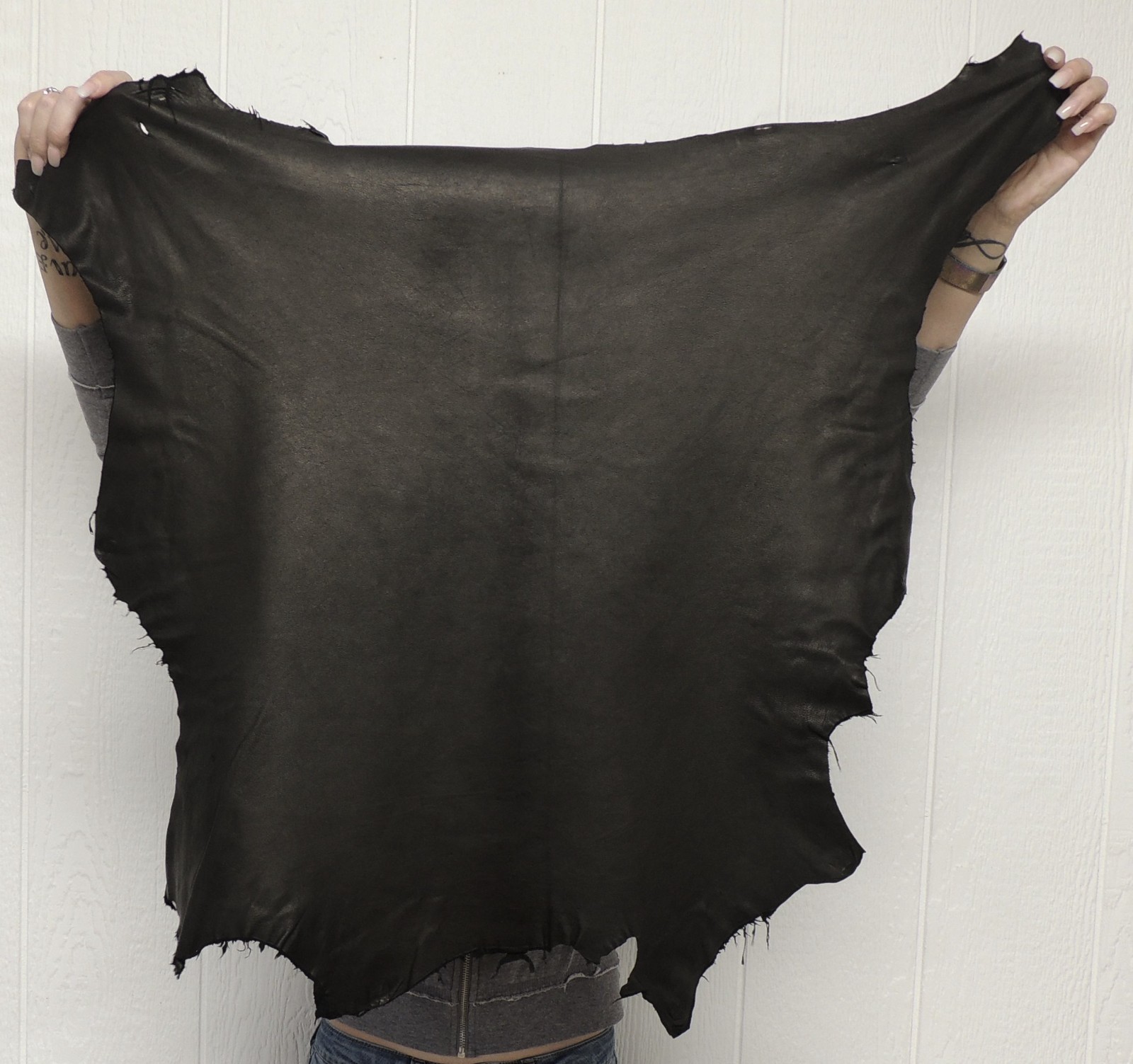 Black Full Grain Lambskin Leather Hide Lightweight Garment Sewing Lining Craft