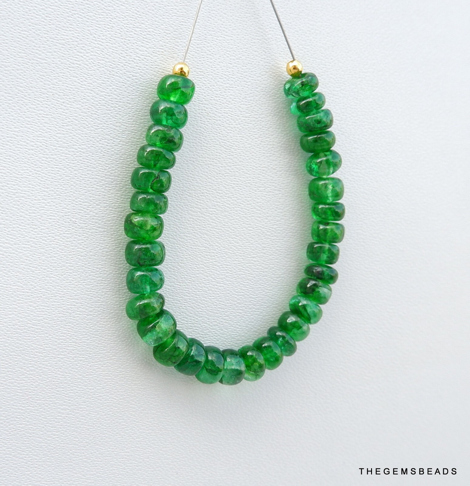 Natural Emerald Smooth Rondelle, 3.5mm Emerald 31 beads for jewelry making