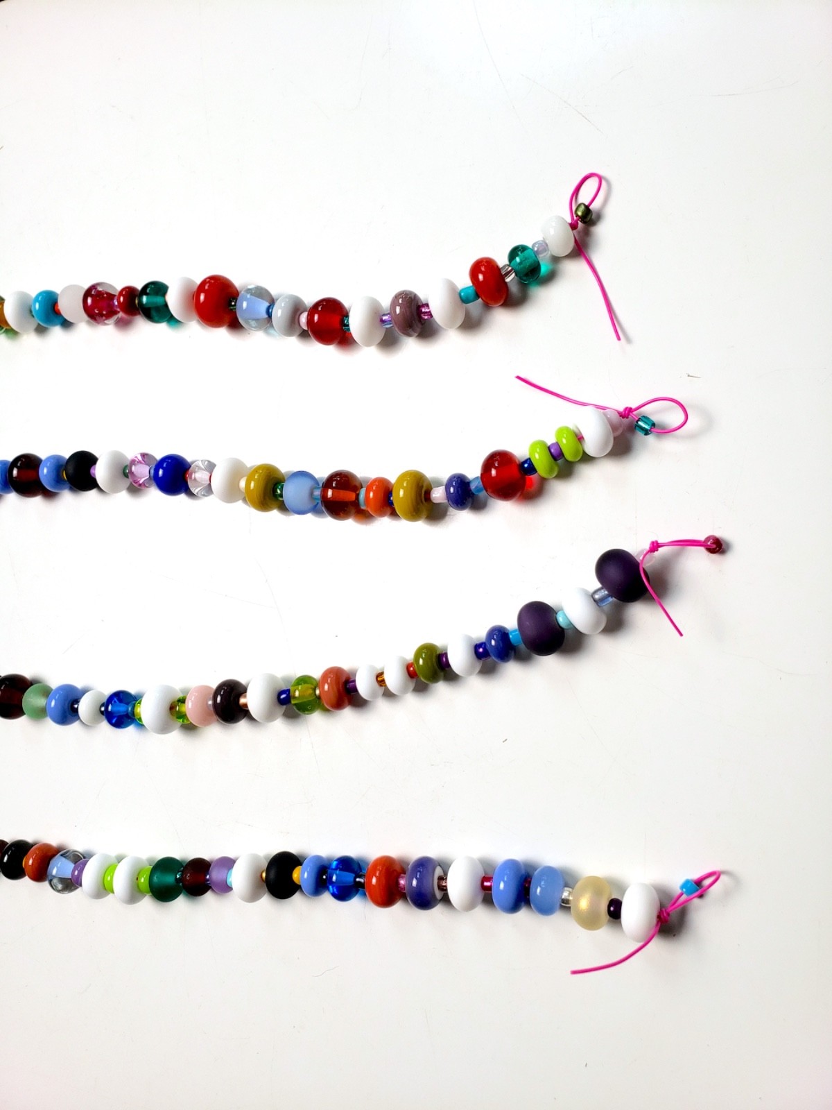 new- handmade glass Rondelles, actual beads shown, 4x 15″ strands, jewelry craft
