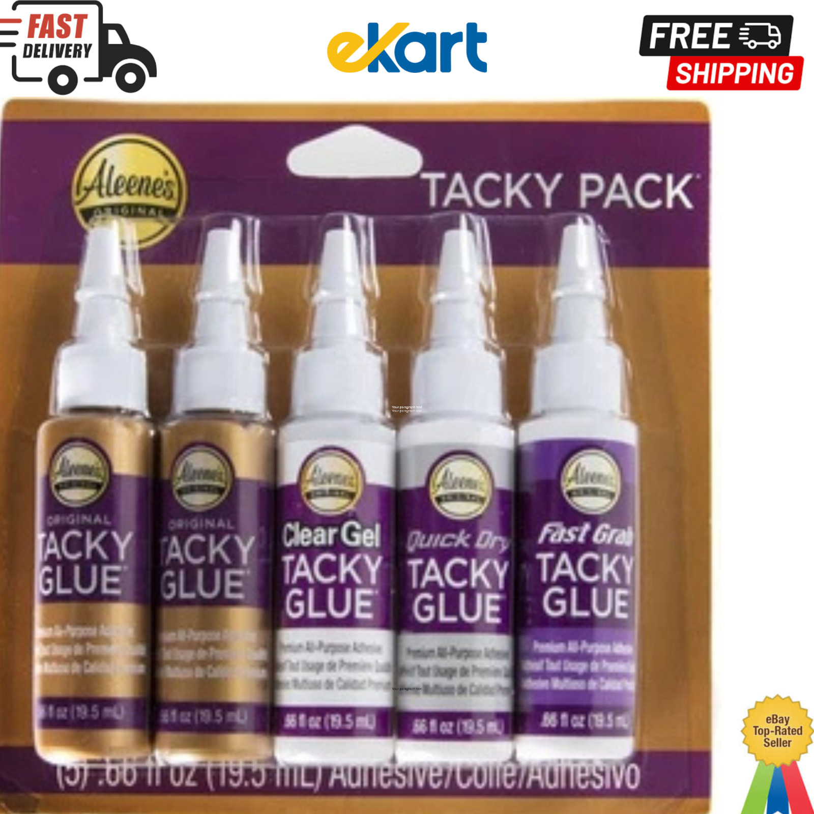 Aleene’s Tacky 5-Piece Trial Pack, All Purpose Glue for Crafts and DIY Projects,