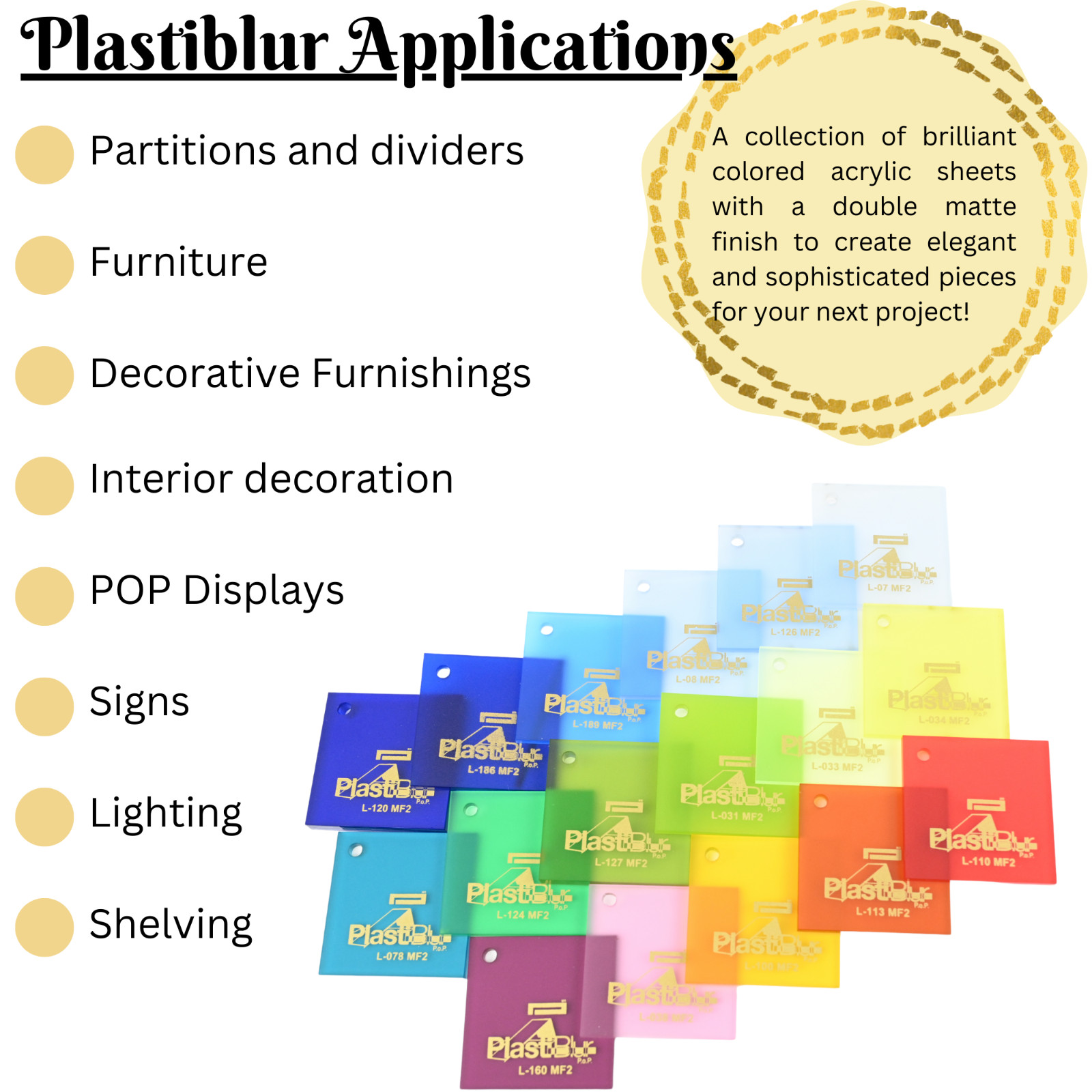DP-95 Frosted Cast Acrylic Plexiglass Sheet, 1/8″ to 1/4″ Thick, Choose Colors