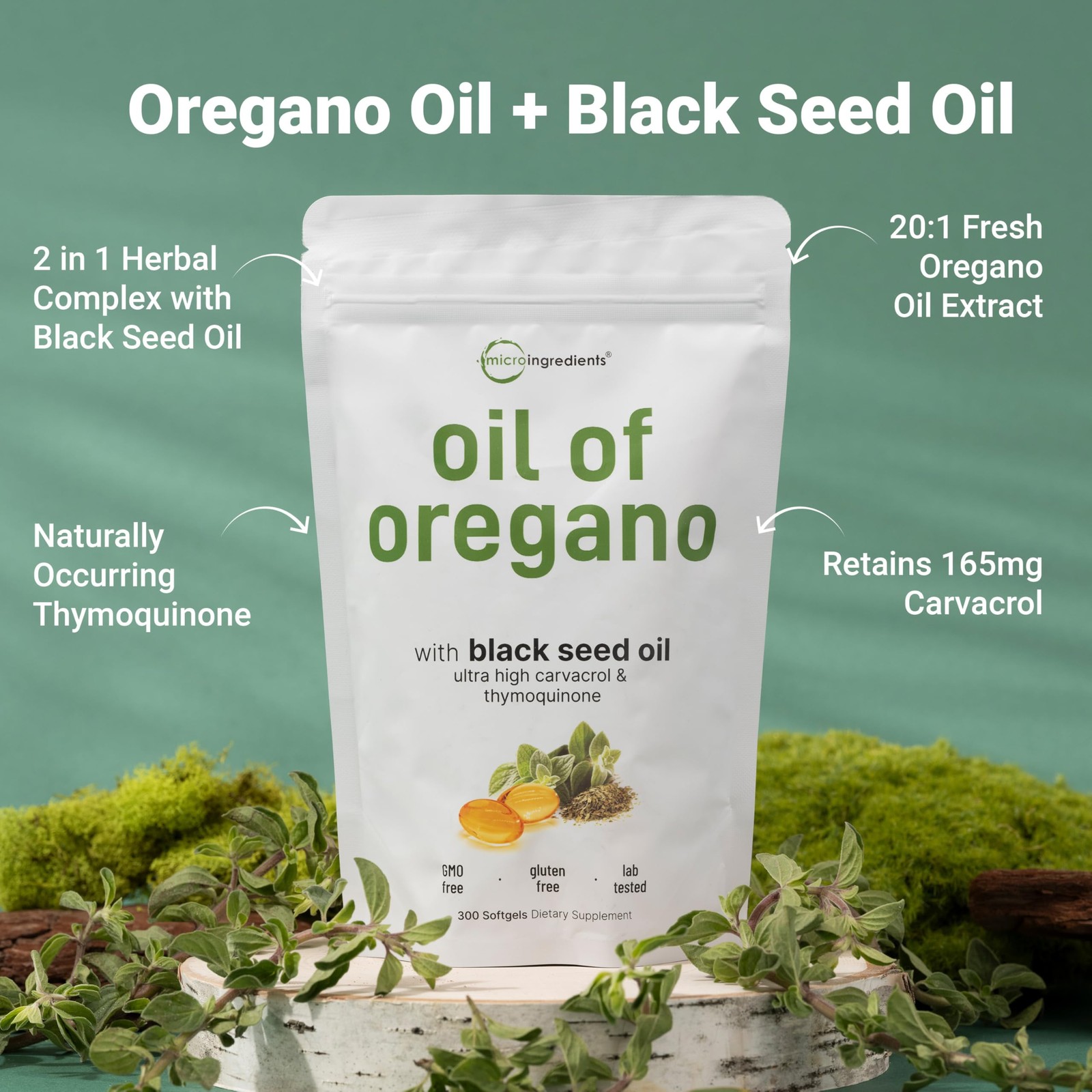 Micro Ingredients Oil of Oregano Softgels, 150 Count | 150 (Pack 1)