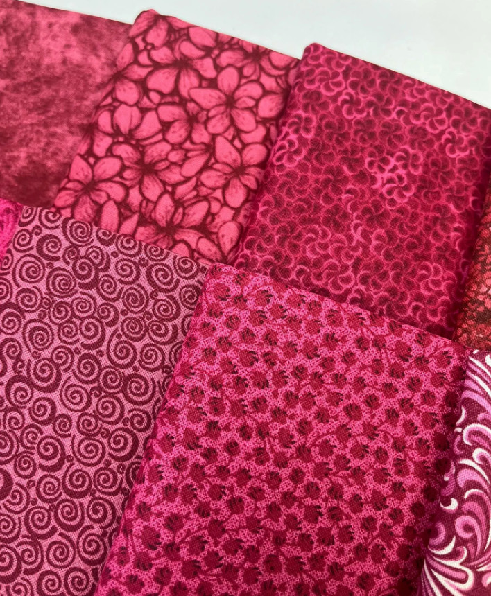 8 Burgundy Maroon Fat Quarters ~ Tonal Blender Cotton Quilt Fabric