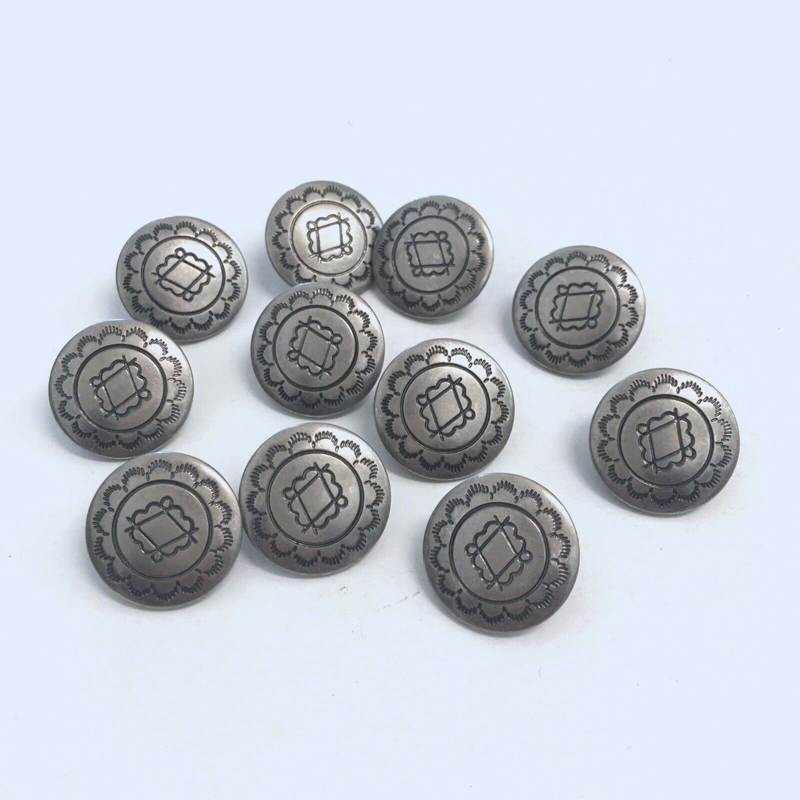 6 Metal Silver Buttons Southwest Western Shank Sewing 22 mm #MT7
