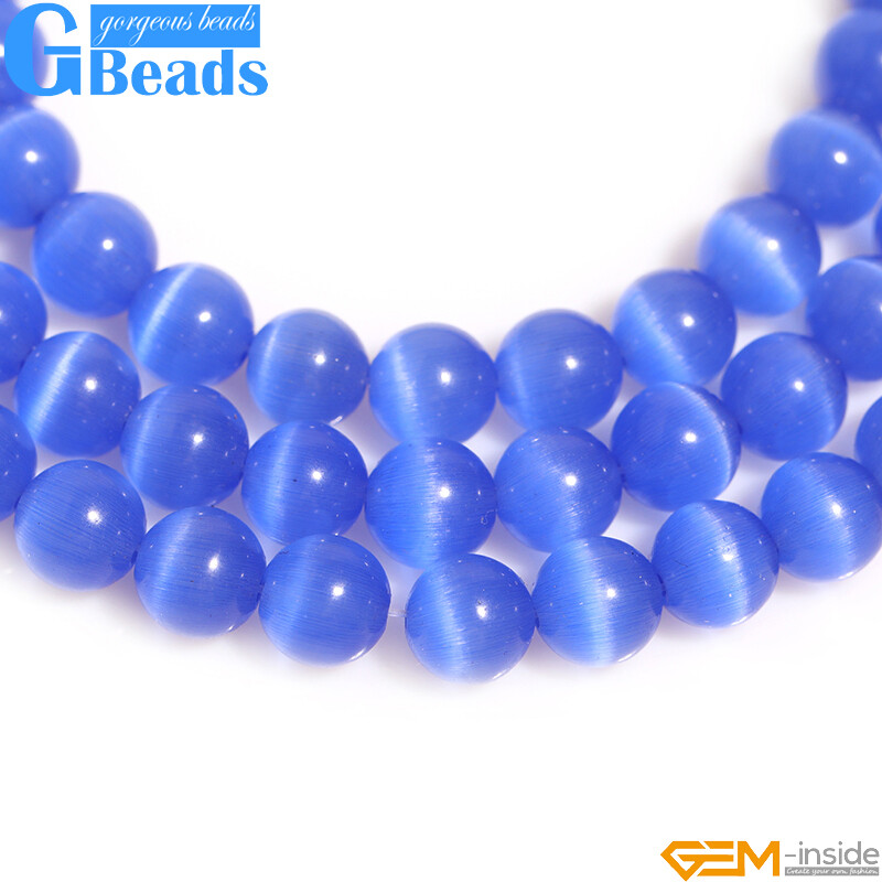 Assorted Colors Lab Created Cat’s Eye Round Beads Free Shipping Strand 14″