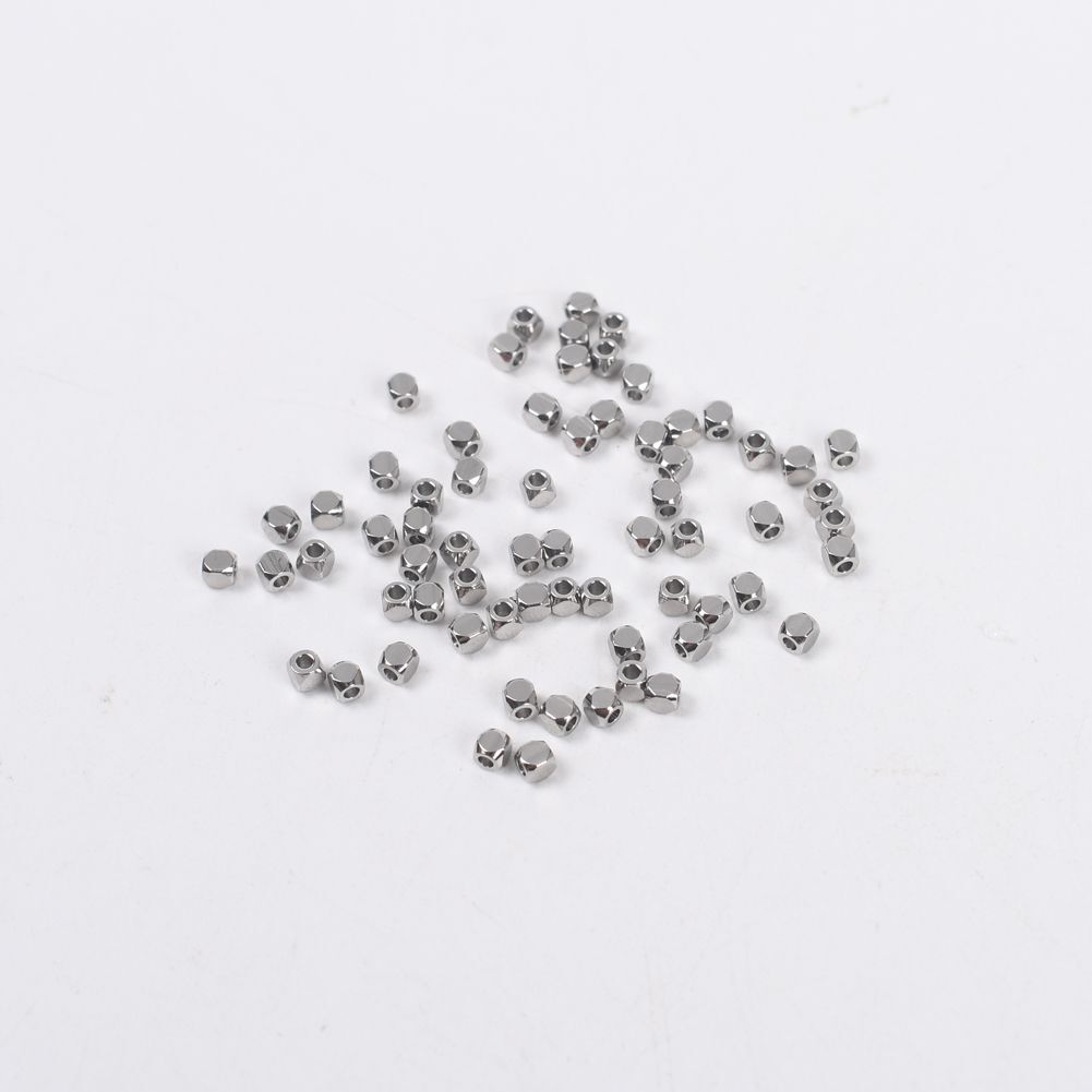 Faceted Square Spacer Beads -2mm Stainless Steel Hole Bead Jewelry Making 100PCS