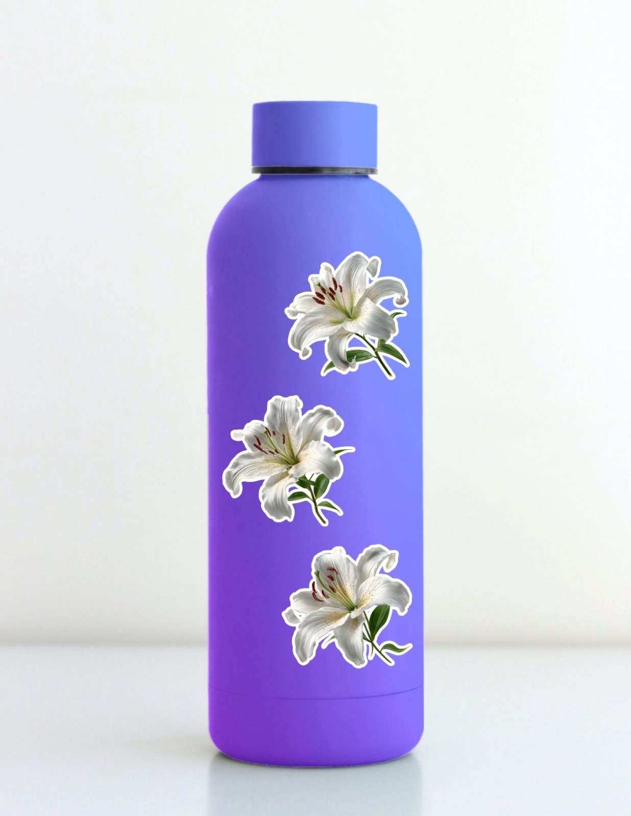 White Lily Vinyl Die Cut Stickers Set Scrapbooking Laptop Water Bottle