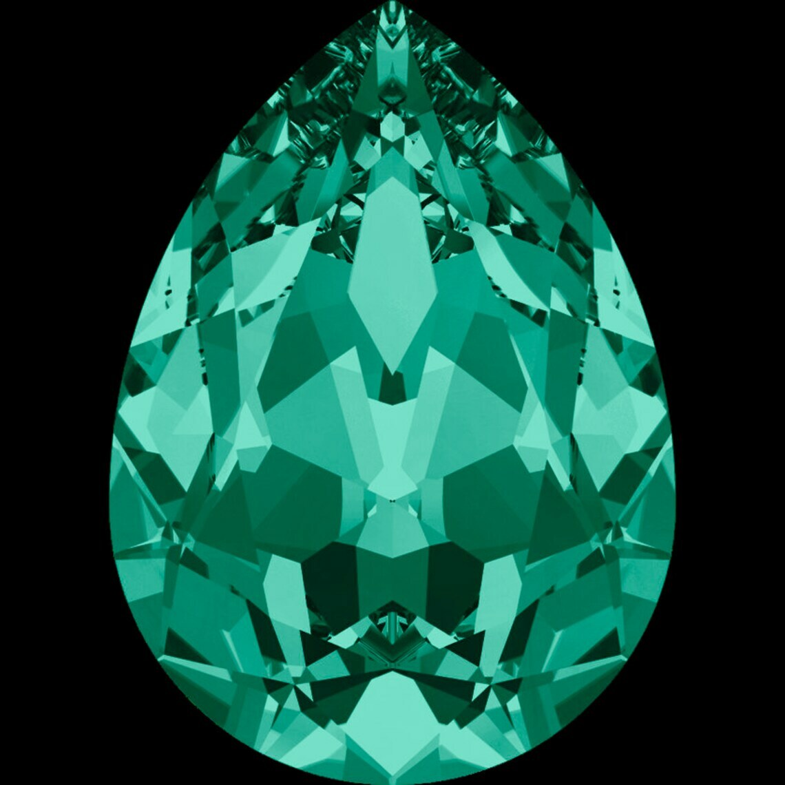 Pear shaped fancy stone 4320 Swarovski® emerald (205) 13x18mm foiled