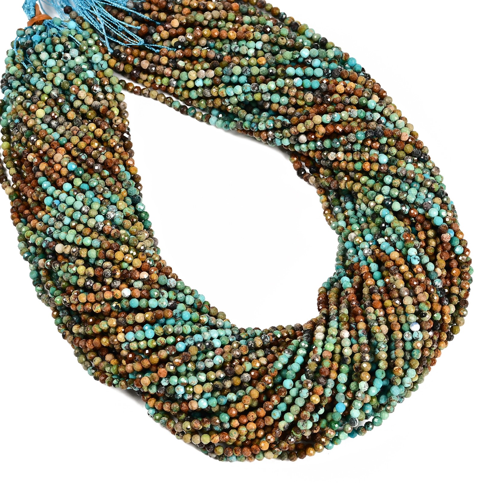 Natural Gradient Turquoise Faceted Round Beads Size 3mm 15.5” Strand