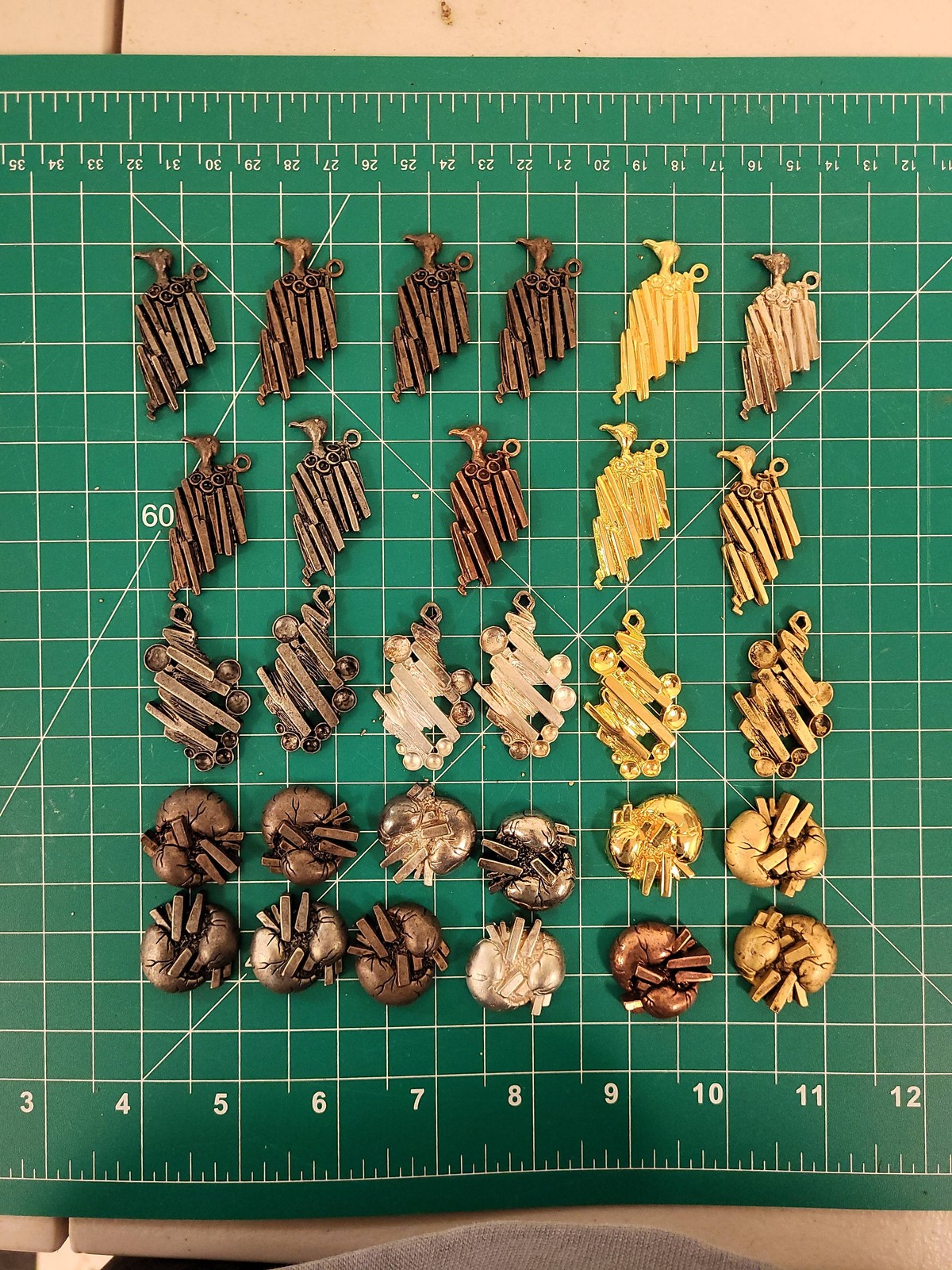Lot 29 Metal Pendants Abstract Charms Bulk Jewelry Making Supplies Gold Silver