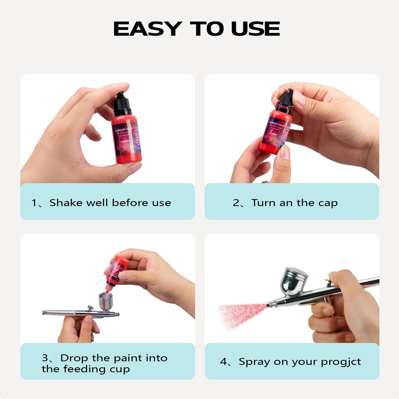 Airbrush Paint – 7 Colors Set with 1 7 colors+1 thinner