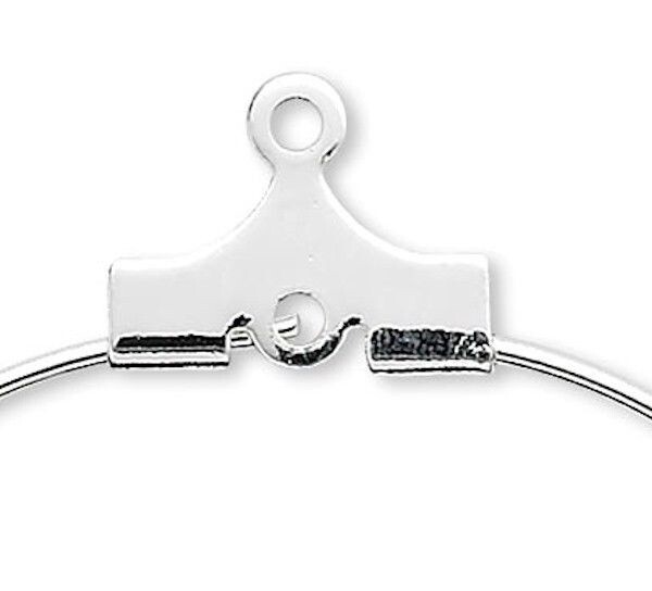 Beading Hoop, 100 Silver Plated Brass 30mm Round Beading Hoops with Loop & Hole