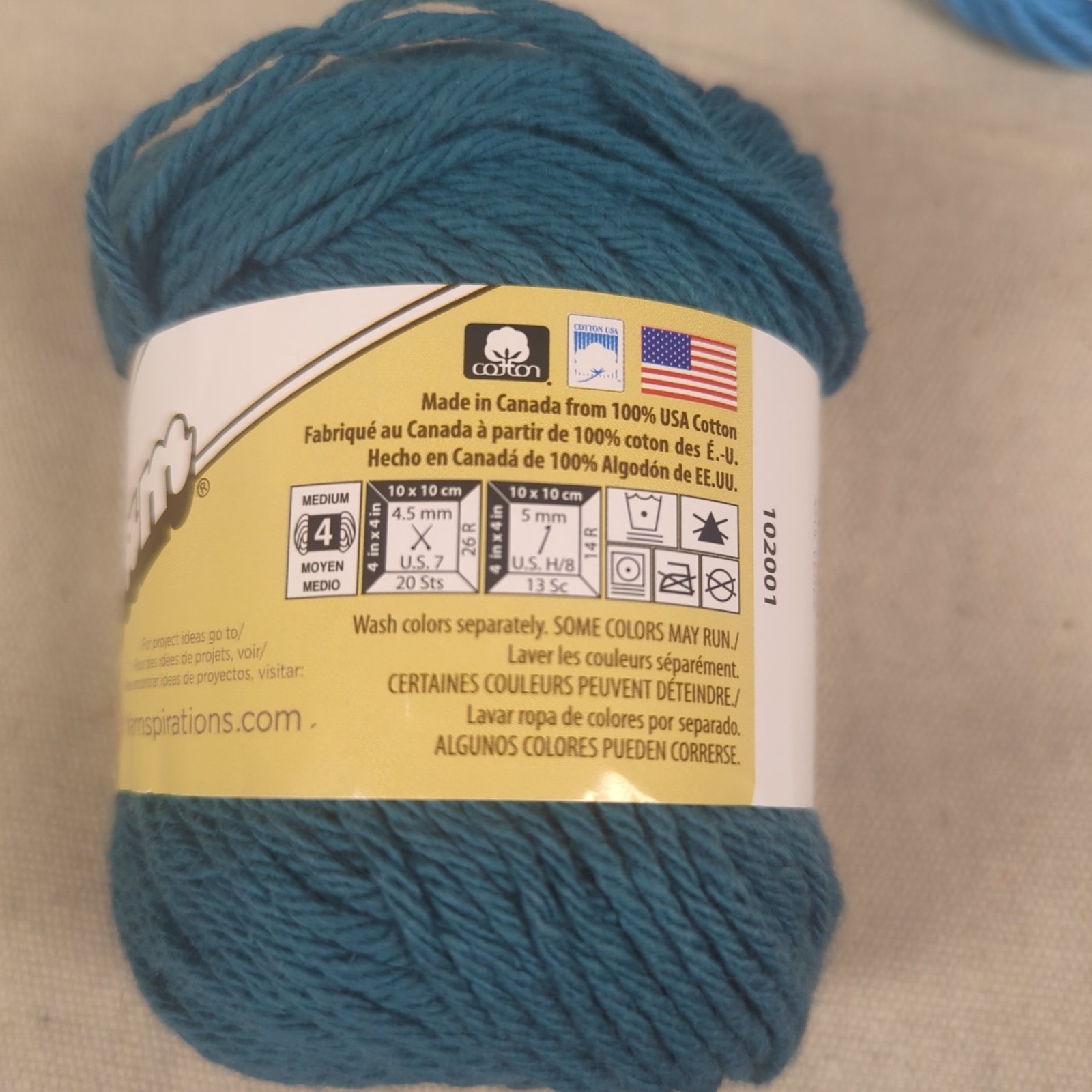 Lily Sugar ‘n Cream Cotton Yarn Blue/Green Mixed Lot 5 skein 4-ply Crochet Craft