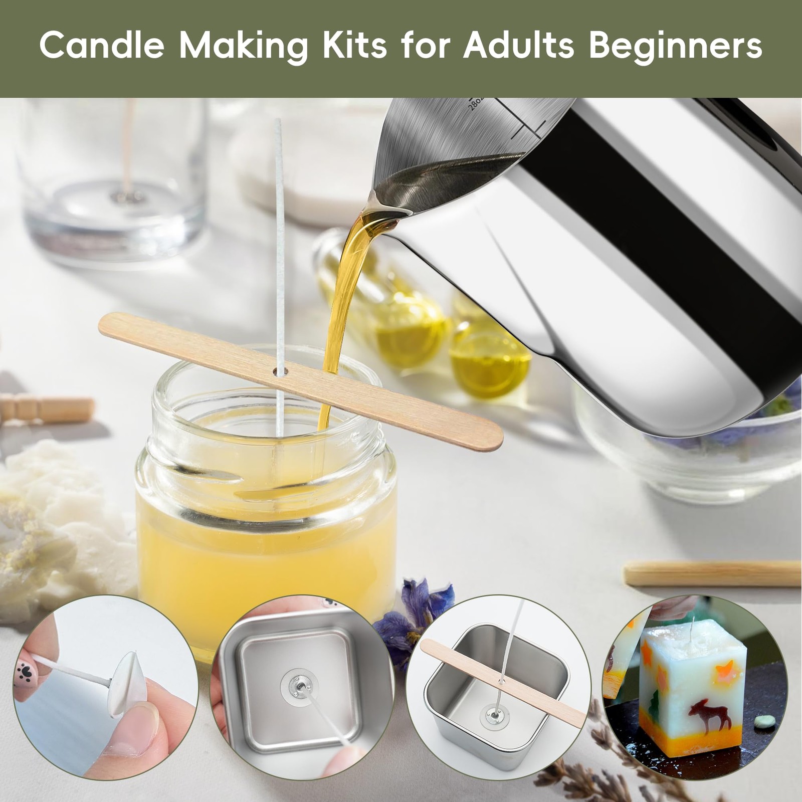 CasaCulina 2025 New Candle Making Kit with Hot 5PCS, Silver-CandleMakingKit