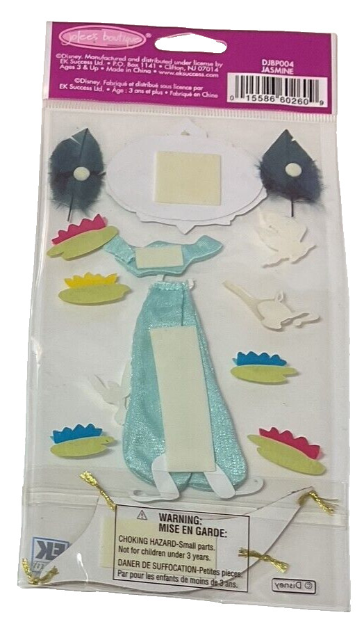 Jasmine Fabric Costume Disney Jolee Boutique Dimensional Scrapbook Sticker