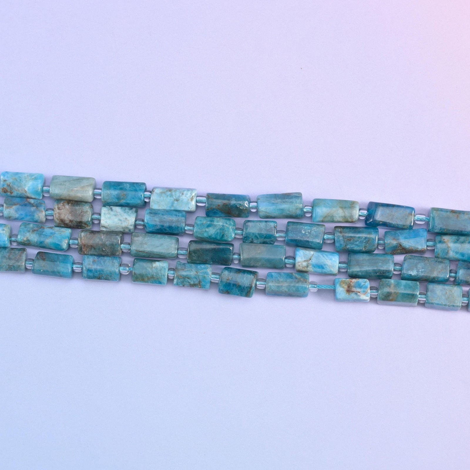 Blue Apatite Faceted Tube Beads Size 12x8mm Jewelry Making 15.5 Inch Strand