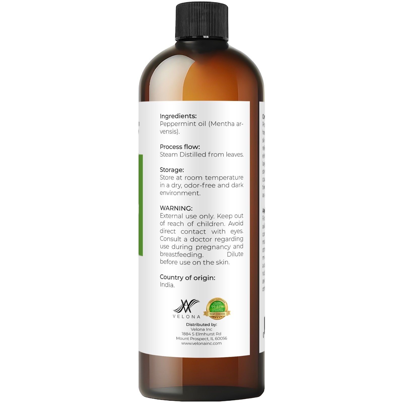 Peppermint Essential Oil by Velona 0.5 – 32 Fl Oz Therapeutic Grade Aromatherapy