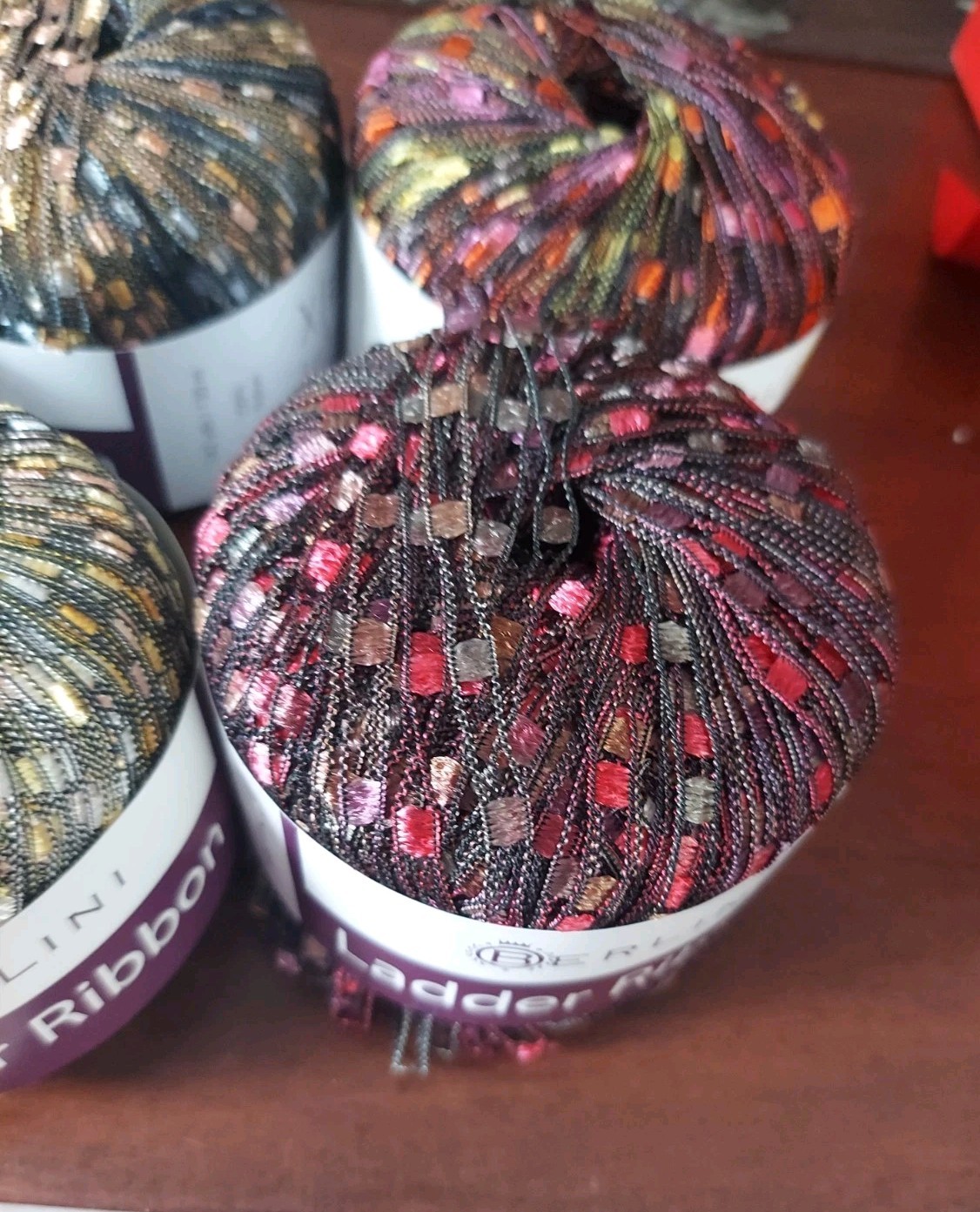 Berlini Ladder Ribbon Yarn New Skeins Various Colors Lot Of 5