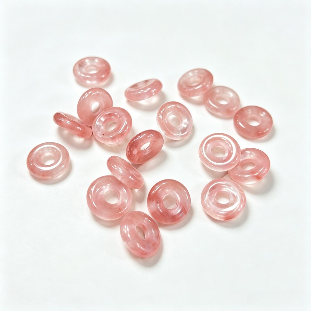 20pcs Artificial Cherry Quartz Stone Large Hole Circle Beads Pendants 12mm DIY