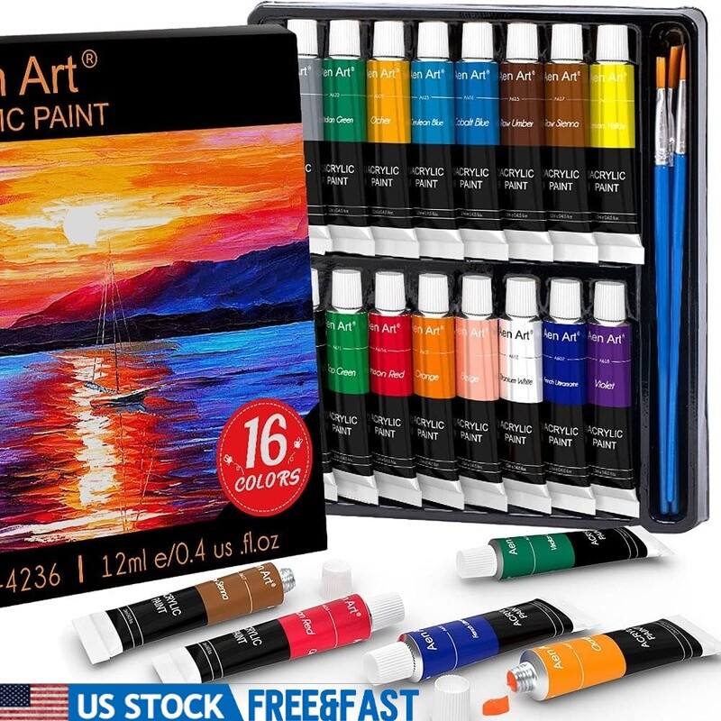 Acrylic Paint Set Pumpkin Crafts 16 Colors Non Toxic Rich Pigments Art Supplies