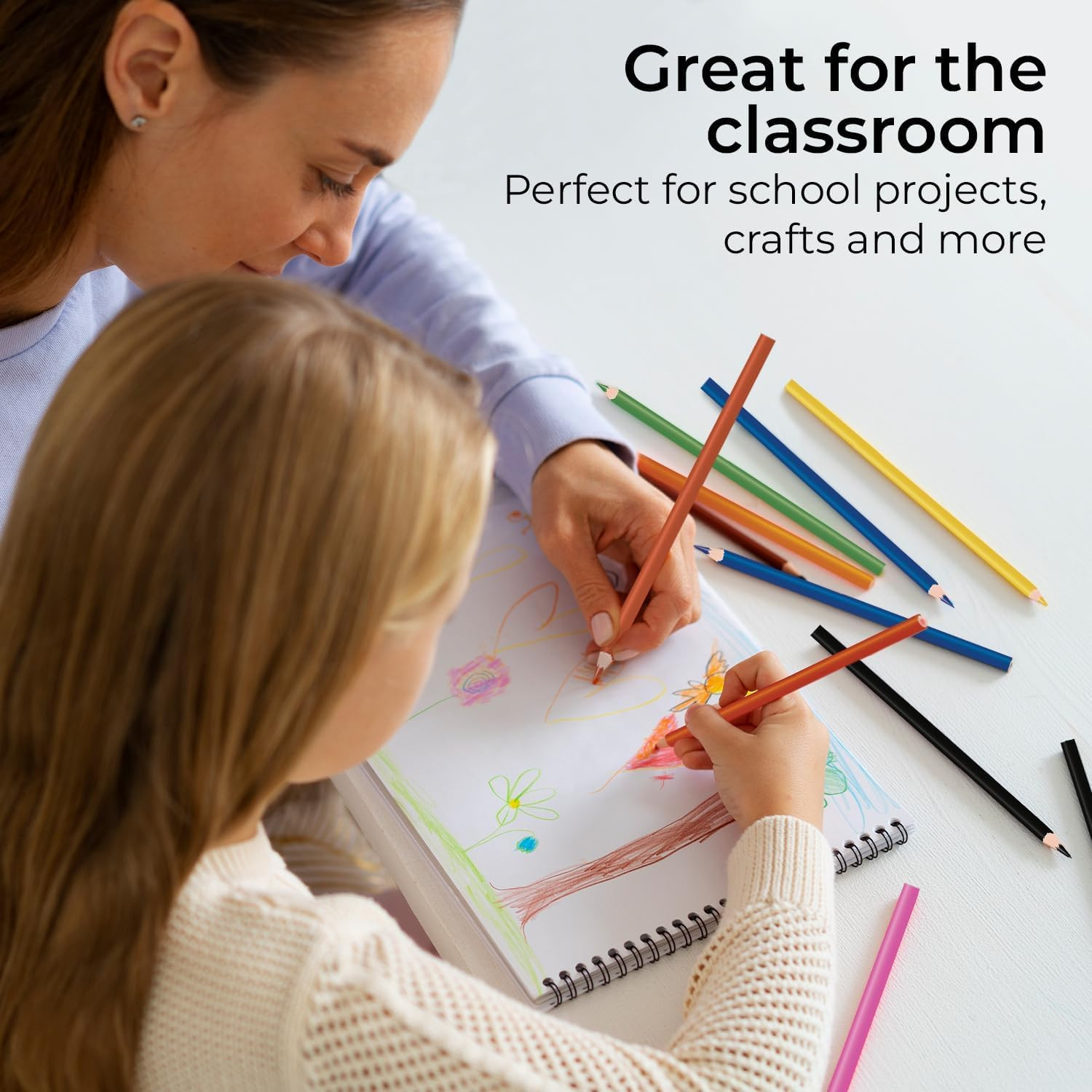 Colored Pencils Bulk 25 Pack | 300 Pencils, 12 Bright Colors | Assorted Pre Shar