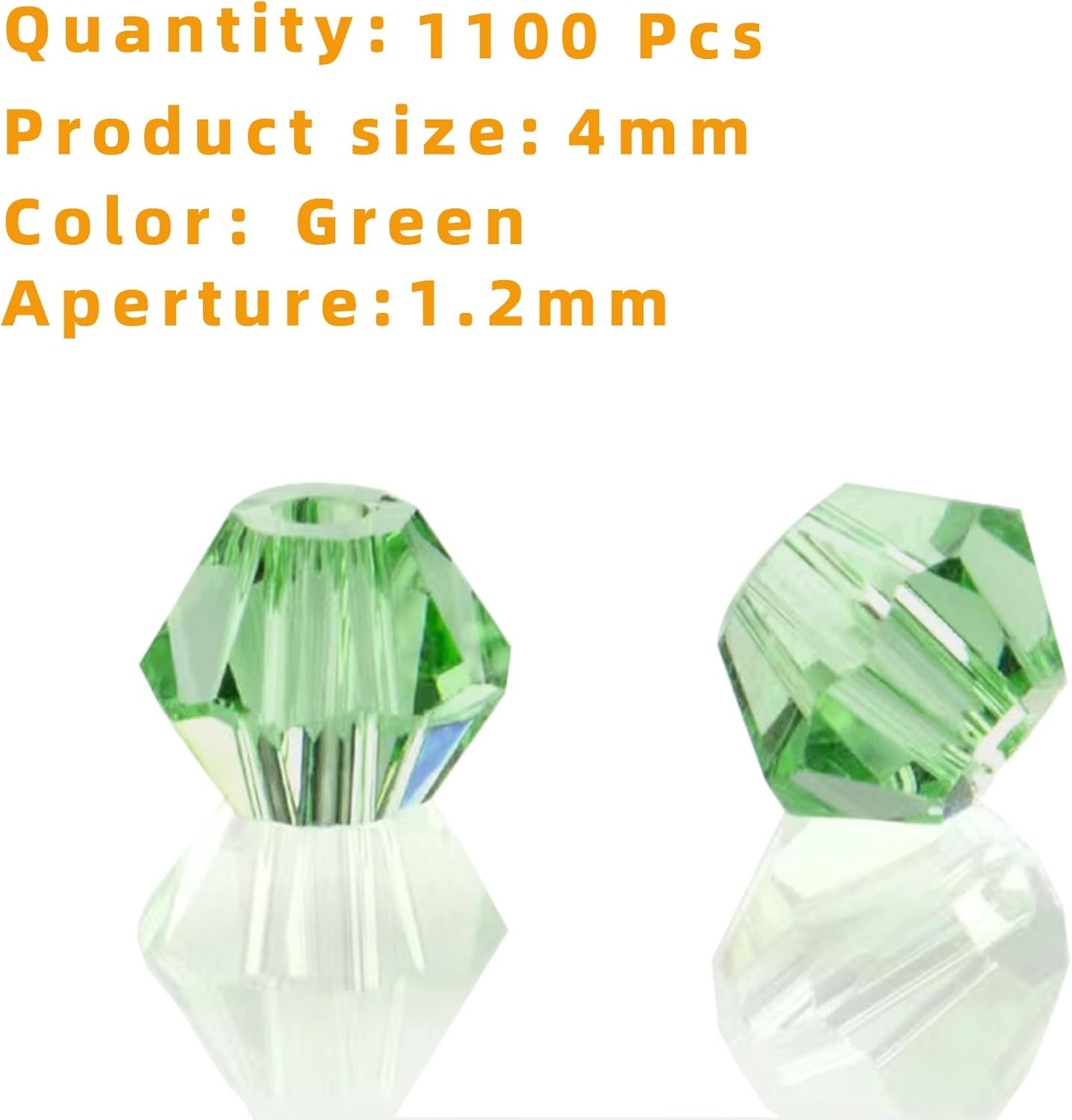 1100PCS 4mm Bicone Crystal Glass Beads for Jewelry Making, Sparkling Mini Beads