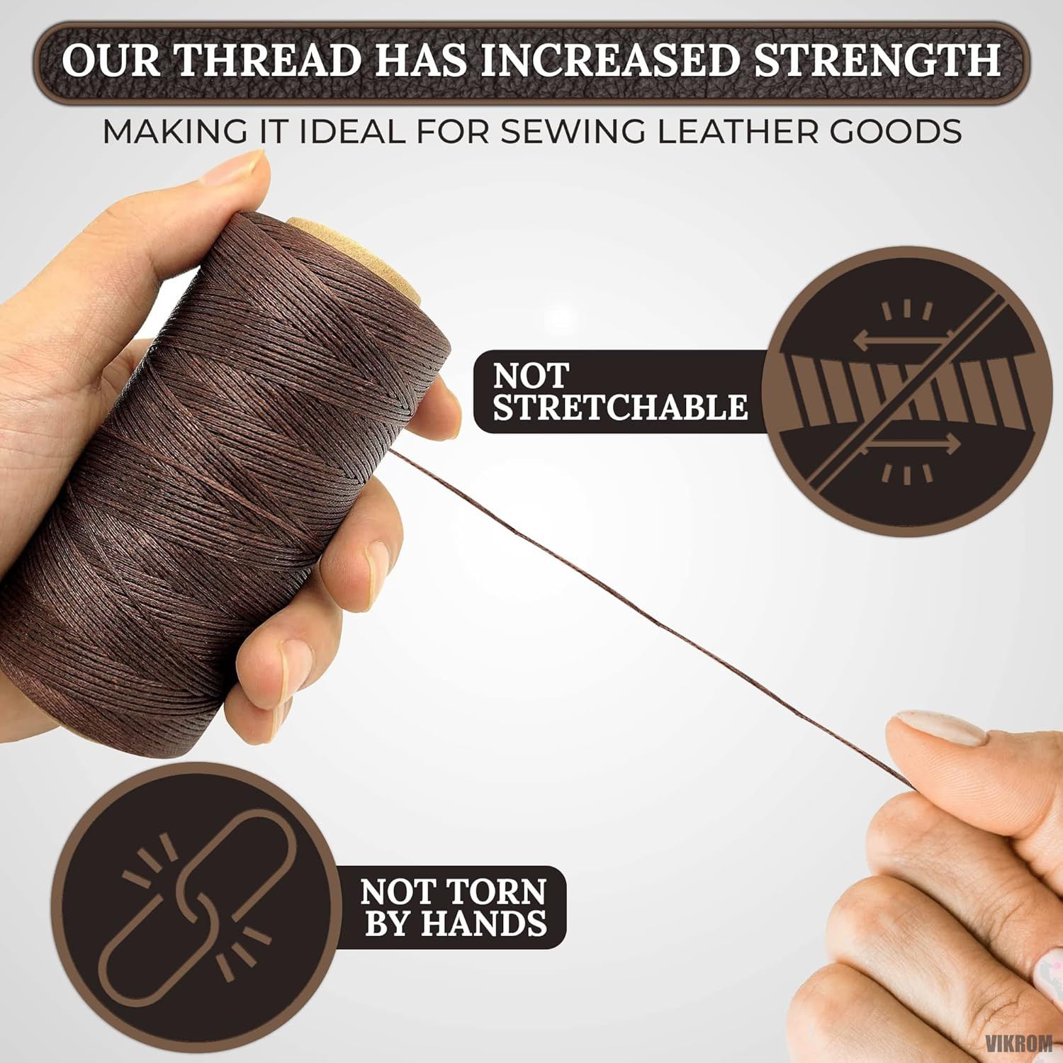 Wax String 284 Yards 150D 1Mm – Waxed String Cord for Leather Sewing, Deep Brown