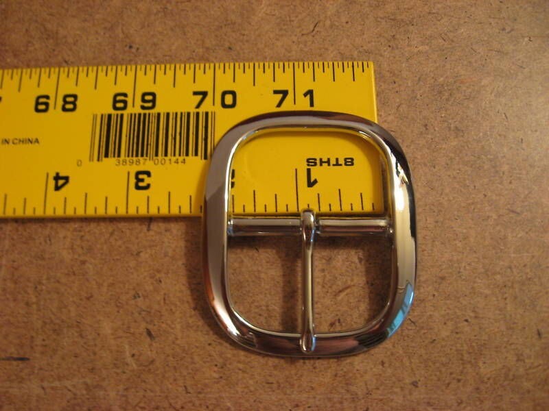 1 3/4″ Nickel Plated Solid Brass (Silver) Round Middle Bar Belt Buckle