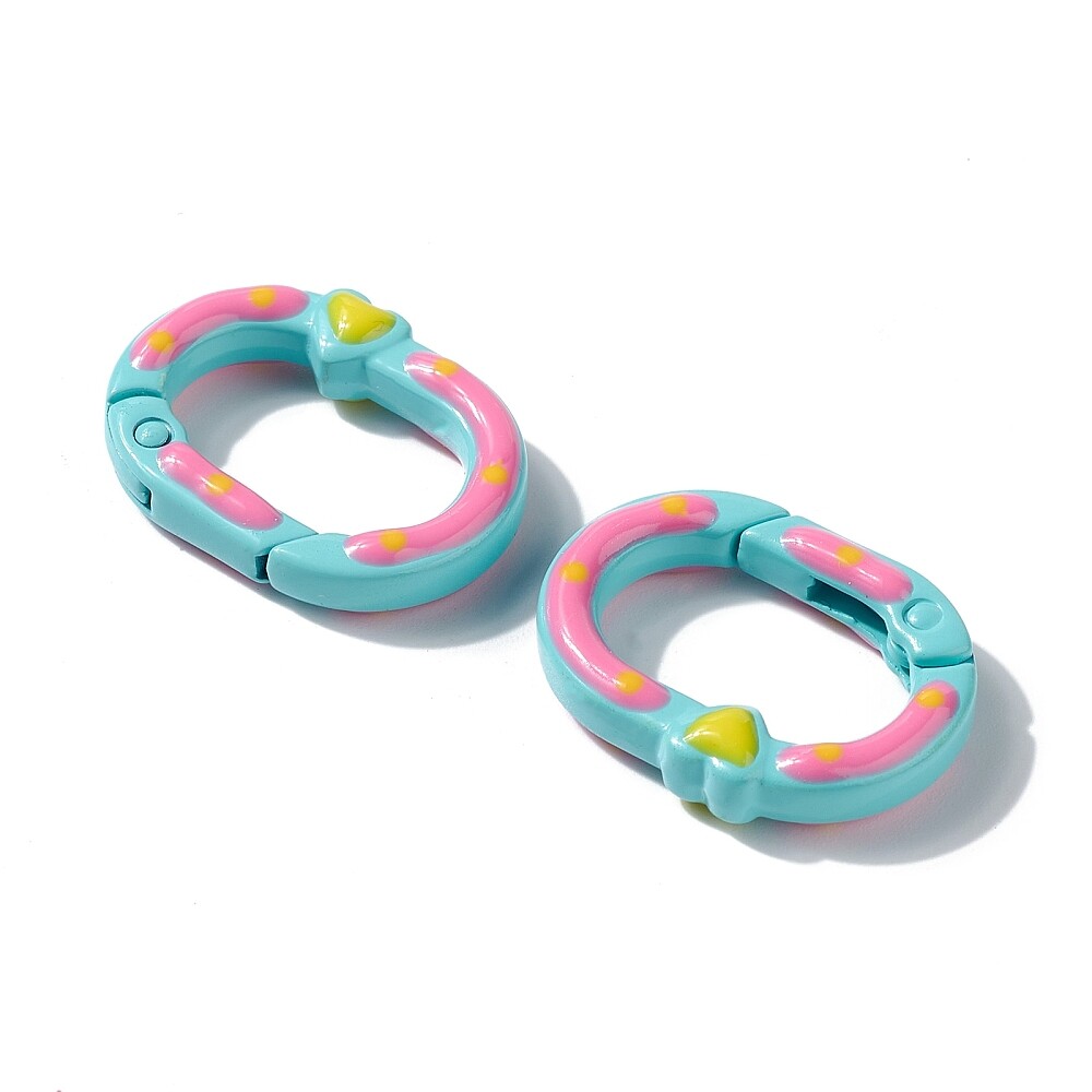 20x Oval Spray Painted Spring Buckles with Heart for DIY Crafts Jewelry Making