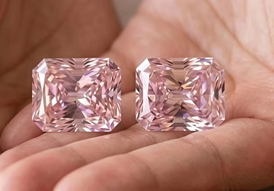 Lab Grown Diamond Radiant Cut 2 PCS 7×5 MM Light Pink Loose Gemstones 2 Carat