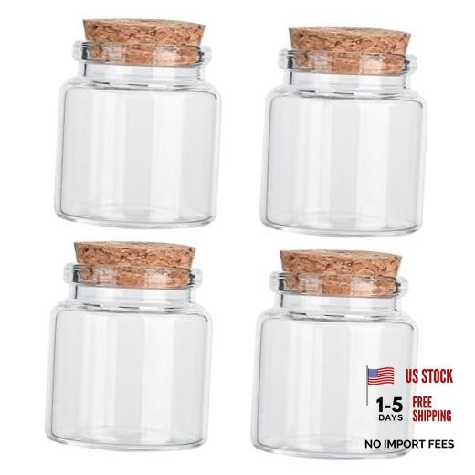 4PCS 50ml Small Empty Glass Bottle with Cork Stopper Storage,Small Glass