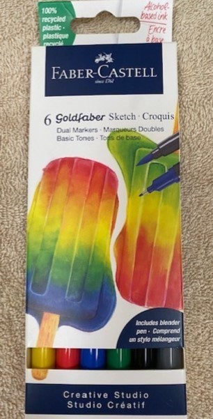 Faber-Castell Goldfaber Dual Tip Sketch Markers 6 pk Brush & Fineliner Tips NEW