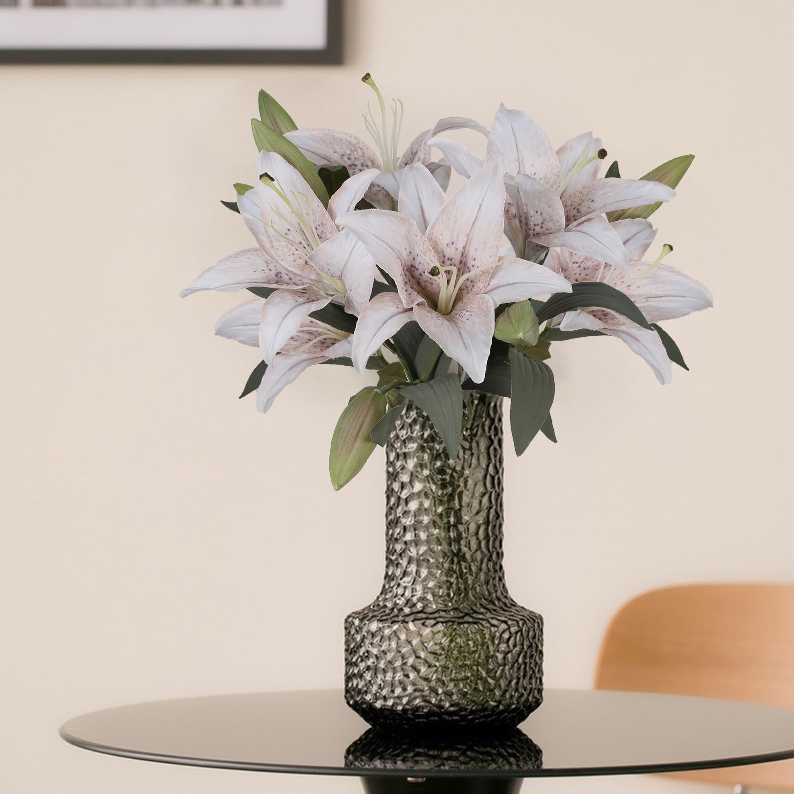 White Flower Vintage Artificial Lilies 6PCS White Lily Silk Flowers with Stem…