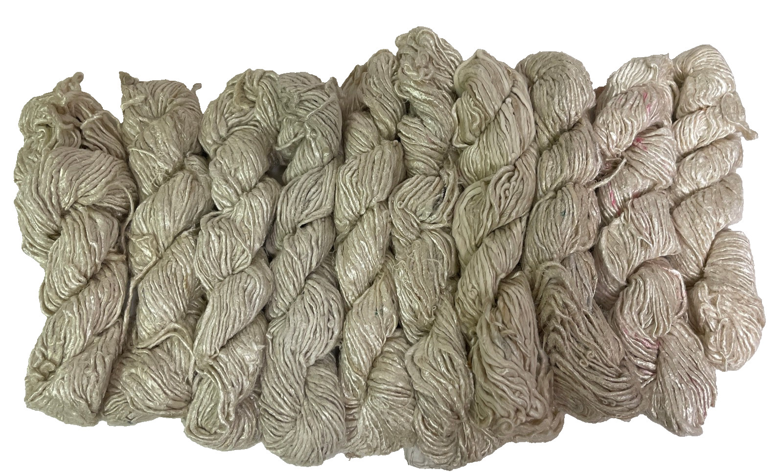 RECYCLED SARI SILK Yarn – Bag of 10 Hanks 1000g 2lbs – Cream