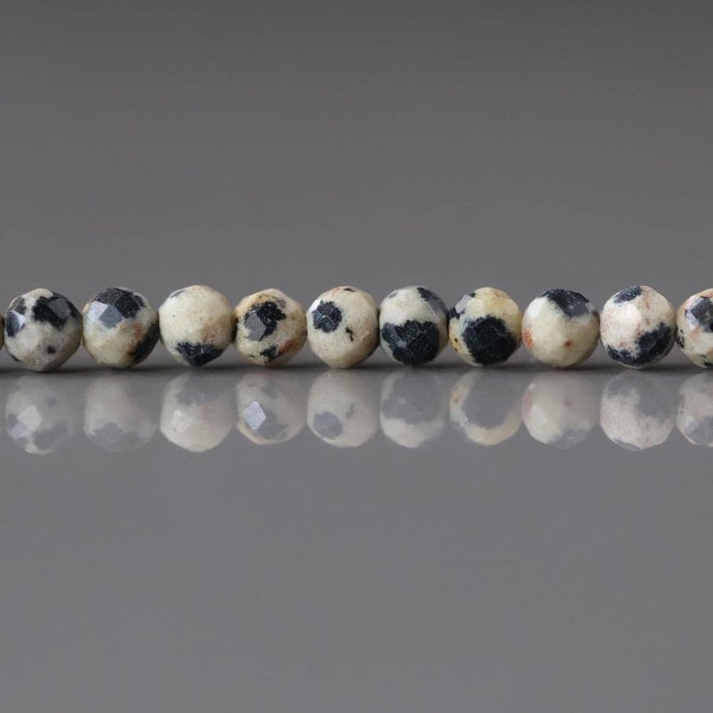 Dalmatian Jasper Beads 3mm 3.4mm Faceted Round Micro Gemstone 15″ Strand DIY