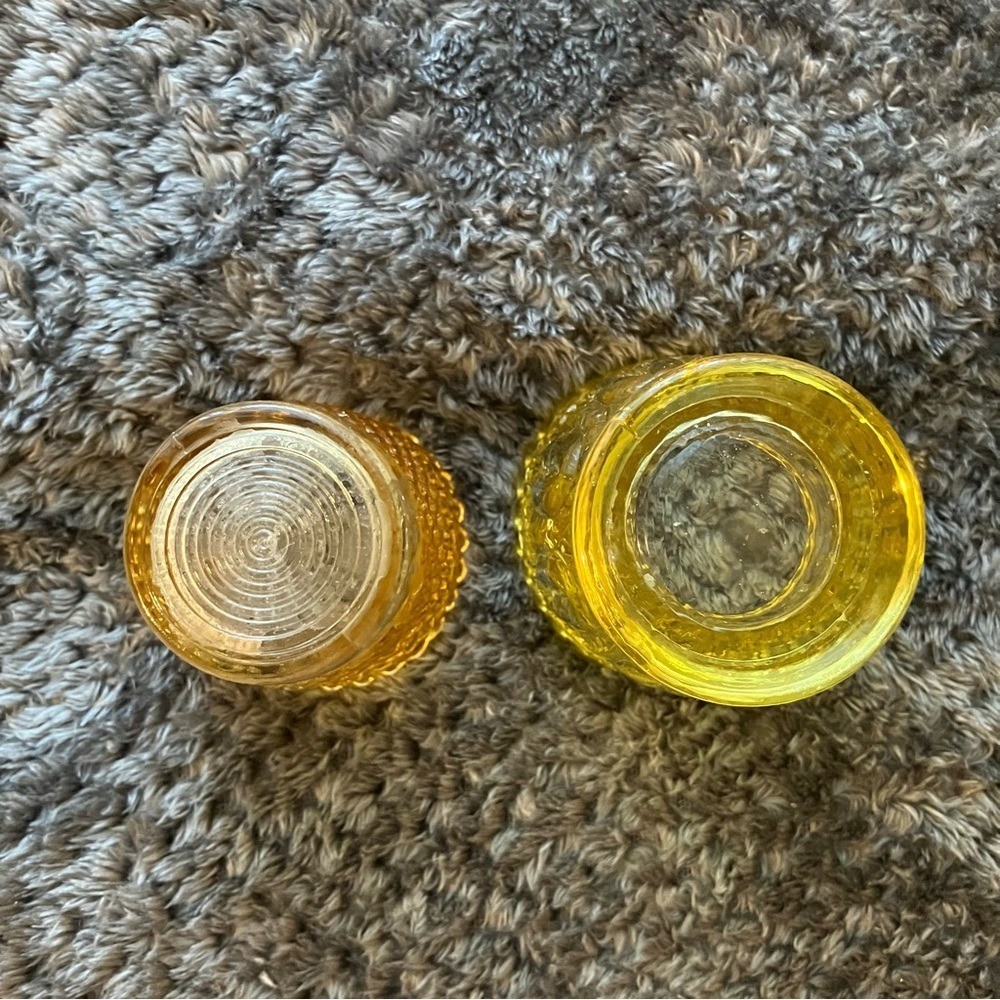 Vintage Amber Hobnail Glass Votive, Tea Light, Toothpick Holders (2)