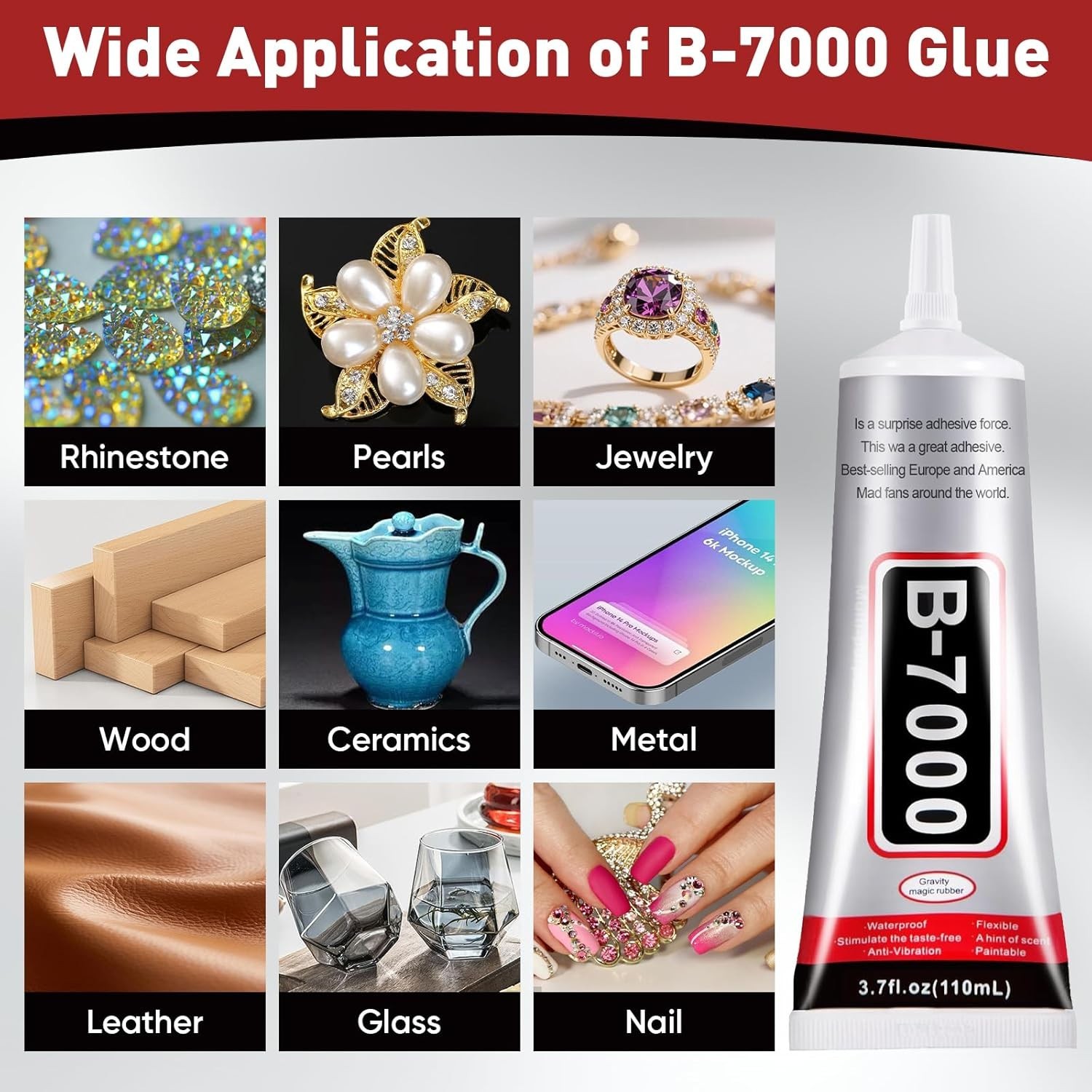 2 PCS 110ml Glue Clear with Precision Tip, Bedazzling Glue, Rhinestone Glues,…