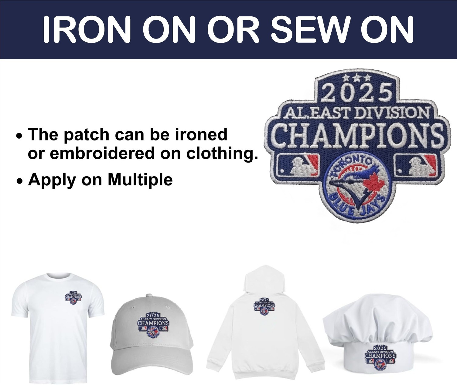 Toronto Blue Jays 2025 Champions Logo Iron On Patch-Sew Patch-Embroidered Patch