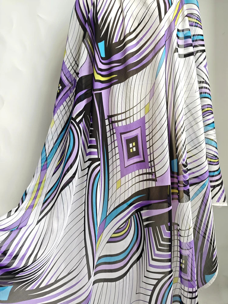 Promo 53” Wide Pure Natural Mulberry Silk Chiffon Georgette Sheer Fabric Prints