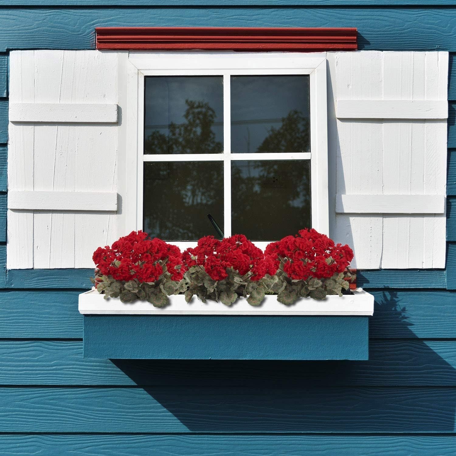 3-Pack Red Real-Touch Artificial Geranium Bushes, 18″ UV & Water Resistant Fa…